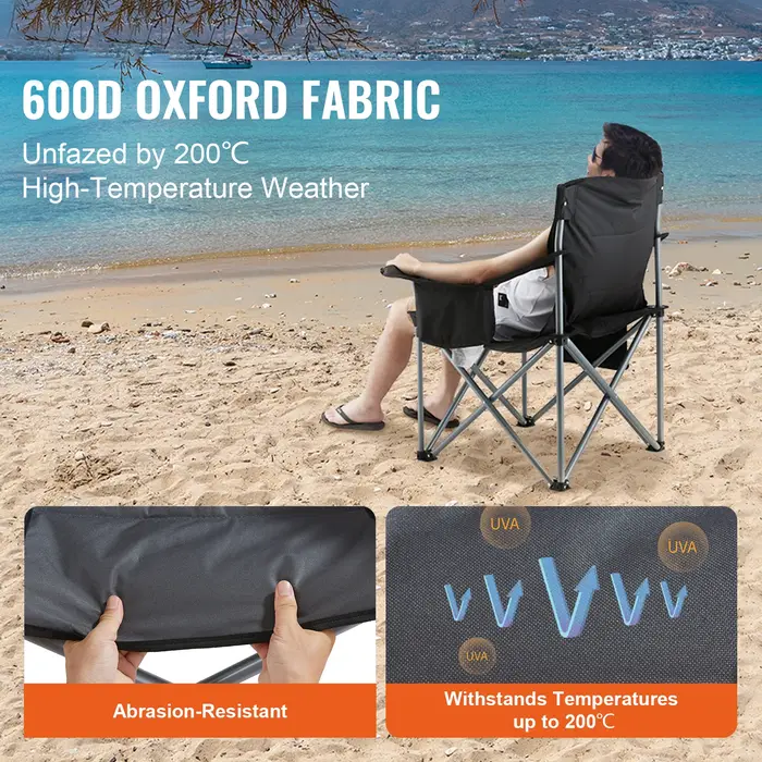 SucceBuy Chaise pliante de camping pour adultes, fauteuils portables à dossier lombaire rembourré av