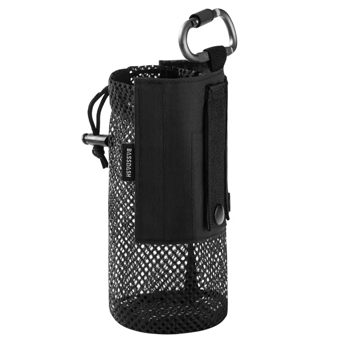 Bassdash pochette pour bouteille d'eau avec sangles Molle pince de ceinture mousqueton sac de support en maille pliable pour voyage pêche chasse randonnée