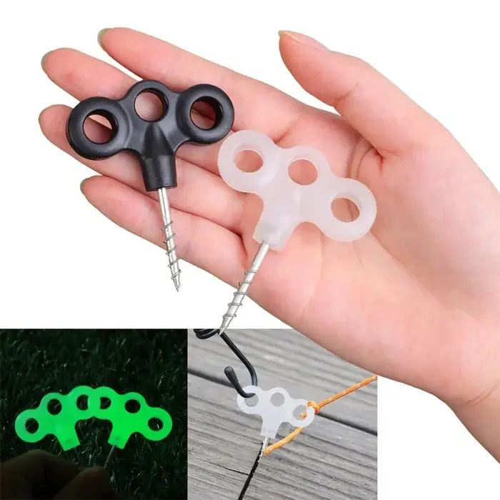 Lot de 4/6 crochets à vis pour tente, boucles de corde, accessoires de camping et randonnée, équipement de voyage lumineux, attaches pour tente, accessoires de fixation