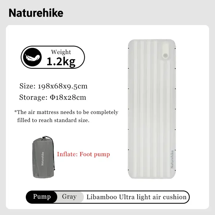 Natureifa-Polymères de couchage autogonflants avec pompe à pied, matelas de camping épissé, imperméa