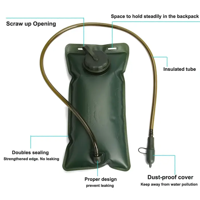 TRI 2L Sac D'eau Hydratation Réservoir Système Vessie pour Trail Running Sports Sac À Dos Randonnée Camping Pack