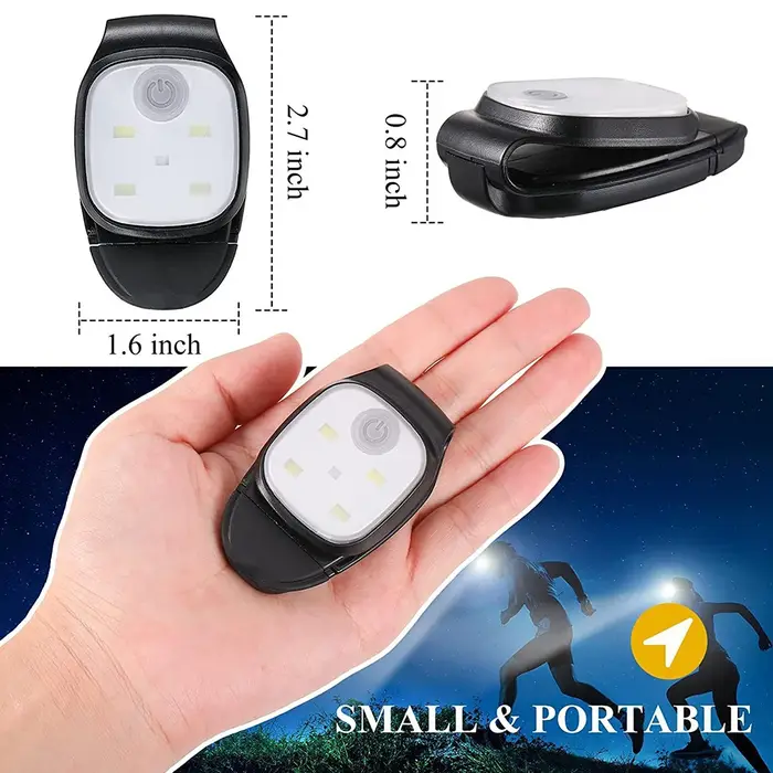 Lampe à pince LED aste par USB, 4 modes d'éclairage, lumière de sécurité à l'iode pour le jogging, l