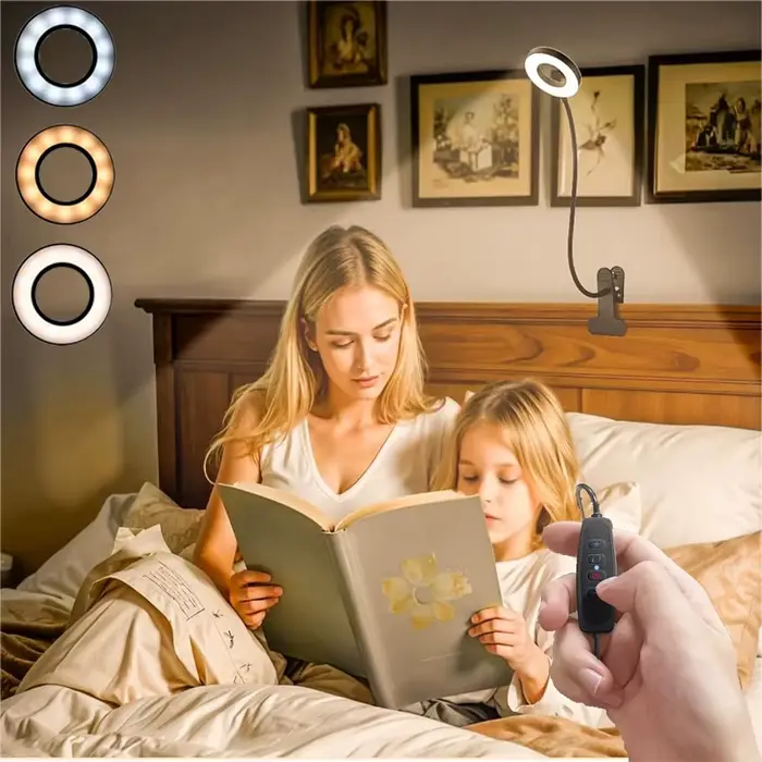 Lampe à pince, 3 couleurs + 10 niveaux de luminosité