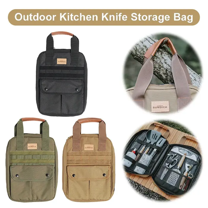 Sac de rangement pour ustensiles de cuisine de camping avec poignée