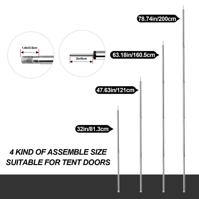 Poteau de tente 2.M 5 sections/1 pièce