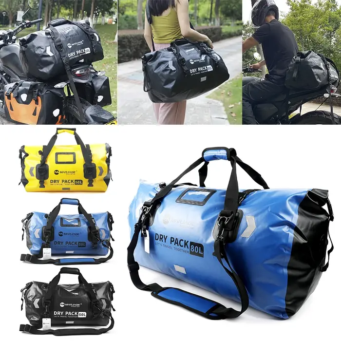 Sac sec pour moto 50L/80L, sac de siège de moto étanche IPX6, sac à bagages pour moto, pêche, aventure en plein air