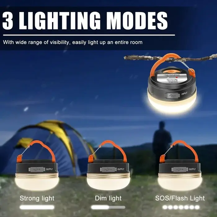 Lumière extérieure puissance Camping lanterne tentes lampe 1200 mah USB Rechargeable Portable