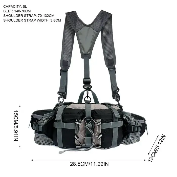 Sac de taille de randonnée avec 2 porte-bouteilles d'eau, sac banane d'extérieur, sac à dos de cycli