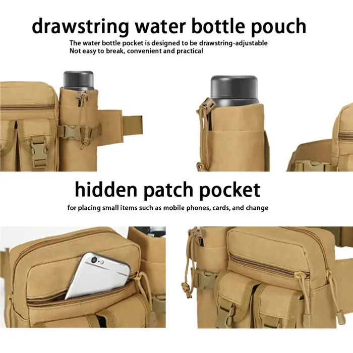 Le sac de taille pour bouteille d'eau multi-sport est détachable et adapté aux sports de plein air telles que