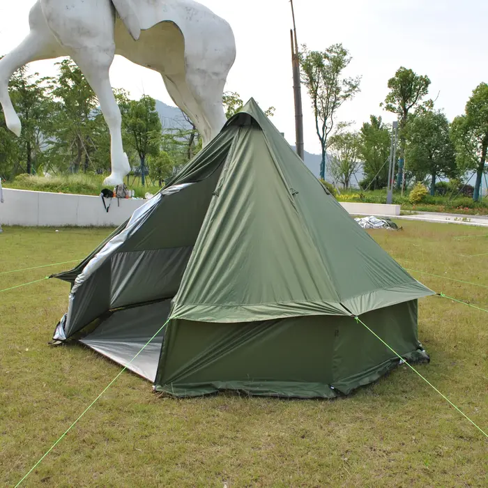 Tente de camping 4 personnes - Tente de glamping spacieuse et respirante résistante à l'eau - Tente de luxe en forme de cloche pour poêle extérieur