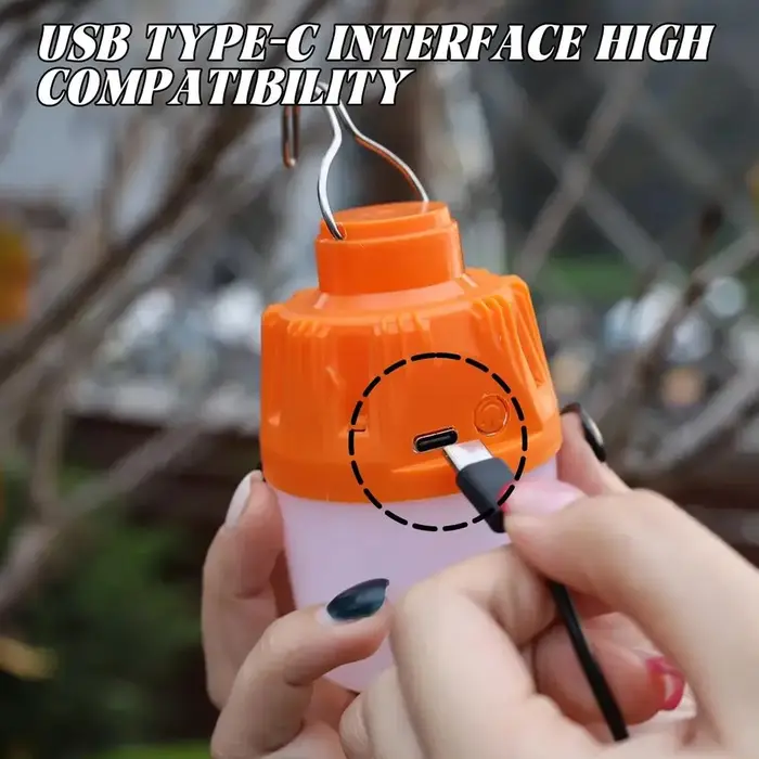 Nouvelle lampe de camping LED portable rechargeable avec crochet, haute luminosité, étanche, charge USB, pour situations d'urgence en extérieur et camping