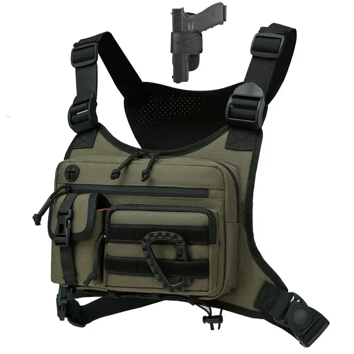 Sac de poitrine pour hommes et femmes, sac de poitrine pour course à pied, randonnée, gilet EDC, étanche, antivol, plate-forme pour sports de plein air et entraînements