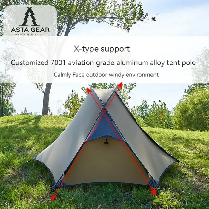 Asta Gear Crescent 1 20D-Tente de camping en nylon et silicone, pour 1 personne, étanche au vent et 