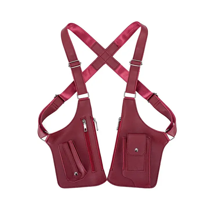 Sac tactique rétro à double bandoulière, multi-poches, antivol, imperméable, en PU, pour la randonné