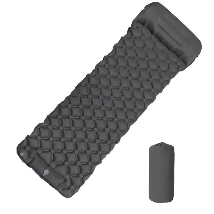 Matelas gonflable de camping en plein air, coussin de couchage avec oreillers, polymères d'air ultra