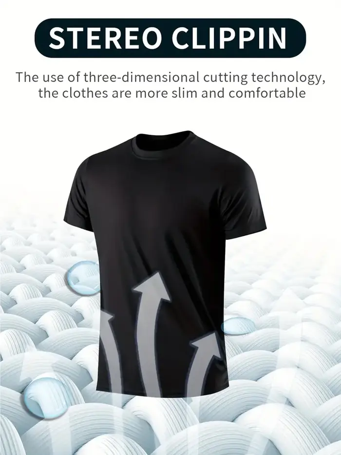T-shirt col rond noir ultraléger pour hommes, séchage rapide, respirant, absorbant la sueur, adapté 