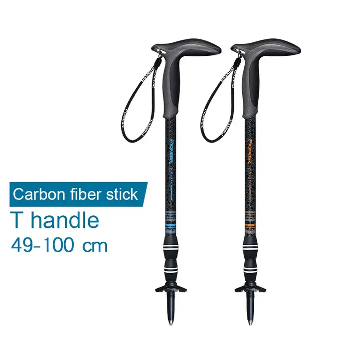 Bâton de Marche Court en Fibre de Carbone avec Poignée en T, Béquille d'Escalade Réglable, 3 Section