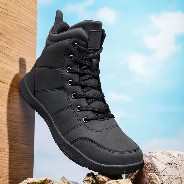 Bottes de randonnée minimalistes en cuir à bout large pour hommes, chaussures décontractées d'hiver