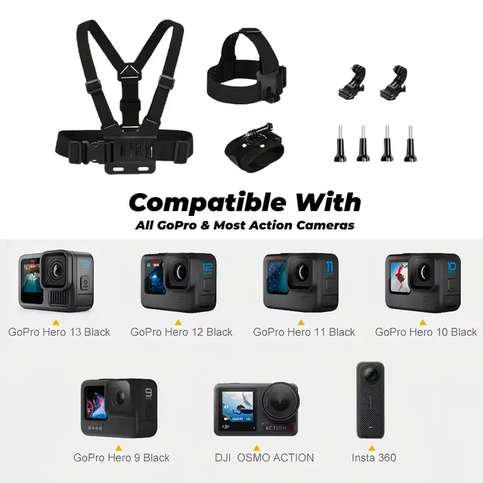 Ensemble d'accessoires pour GoPro Hero 13 12 11 10 9 noir