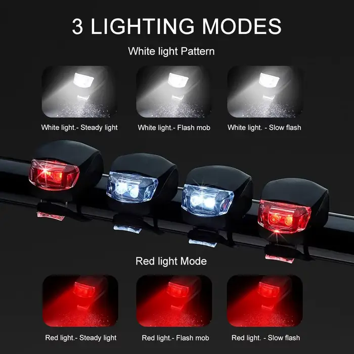 Silicone LED Lumières De Vélo Étanche Tête Avant Lumière Vélo Roue Flash Lampe Arrière Nuit Avertiss