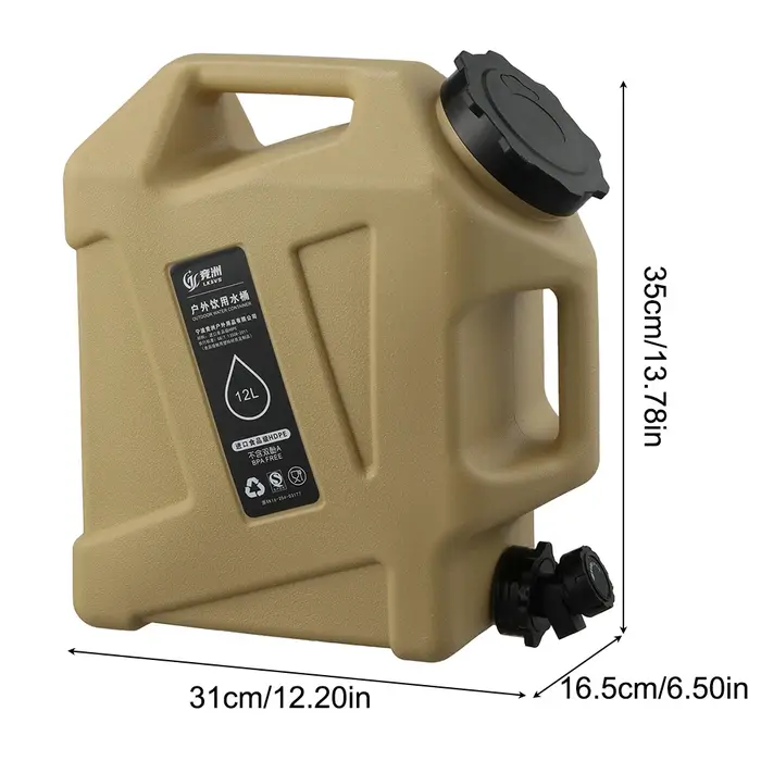 Récipient à eau de camping de grande capacité avec poignées amovibles