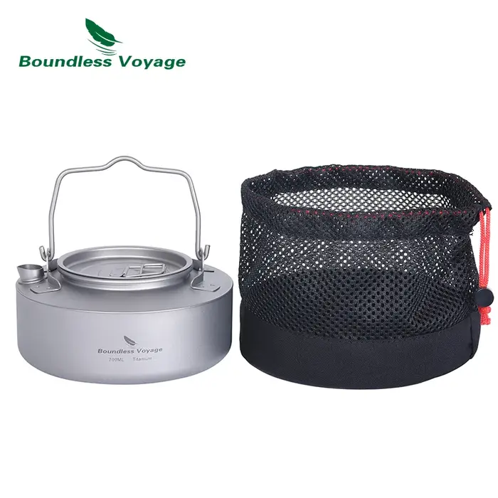 Bouilloire de Camping en titane Voyage sans limites, théière Portable avec poignée pliante, ustensil
