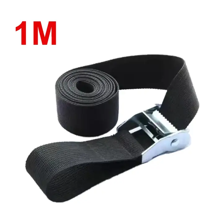 Sangle de Bagages Noire à Cliquet de 6m x 25mm, Ceinture de Bain, Attache de Cargaison avec Structur