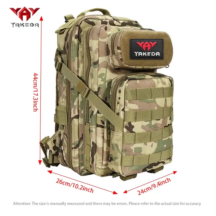YAKEDA 26L Sac à dos de sport multifonctionnel Polyester 600D Matériau résistant aux déchirures et à l'usure avec poches multicouches