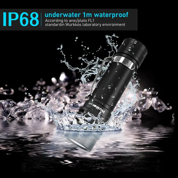 Wurkkos WK03 lampe de poche LED 18650 torche 1800LM ATR Luminus SST40 Rechargeable USB C lumière IP6