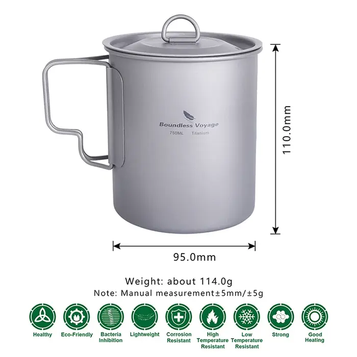 Boundless Voyage Camping Titanium Cup Mug