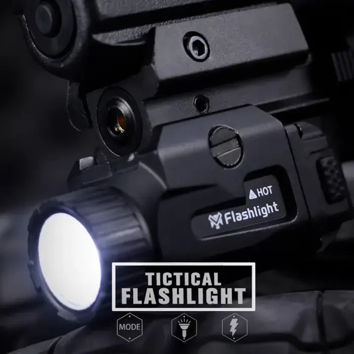 TINSOL 800LM Lampe tactique puissante 4 modes Rechargeable par USB Démontage rapide Pistolet de poing Tir en plein air Montage sur rail Picatinny