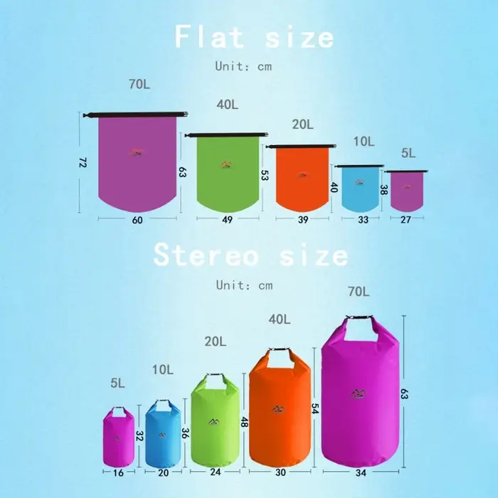 5L/10L/20L/40L/70L sac sec natation sacs imperméables sac étanche flottant
