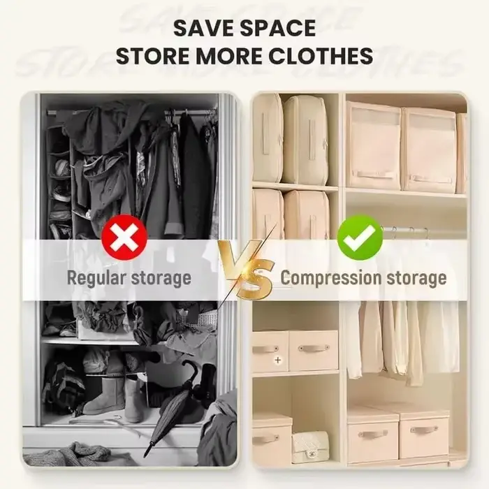 Sac de rangement auto-compresseur robuste – Organisateur portable pour vêtements