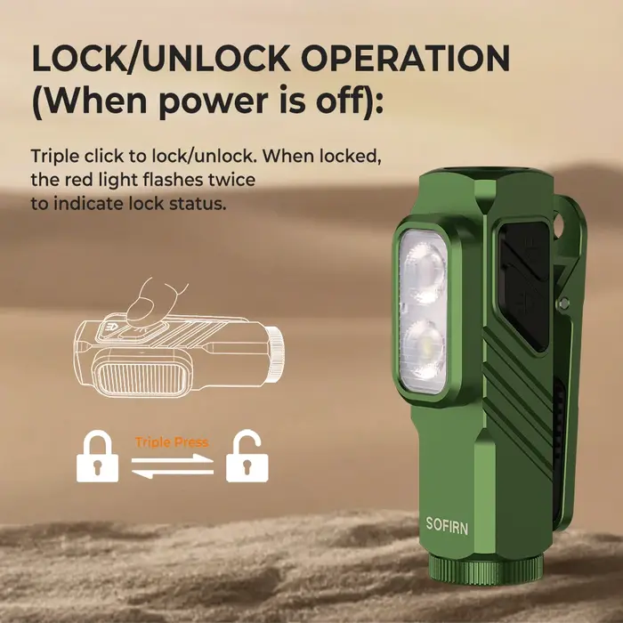 Lampe torche EDC SOFIRN Mini ST10 1000LM rechargeable USB-C 14500 avec lumière rouge 660NM