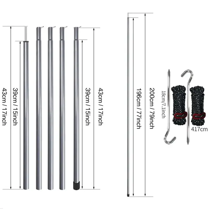 Bâtons de tente télescopiques de 2 m