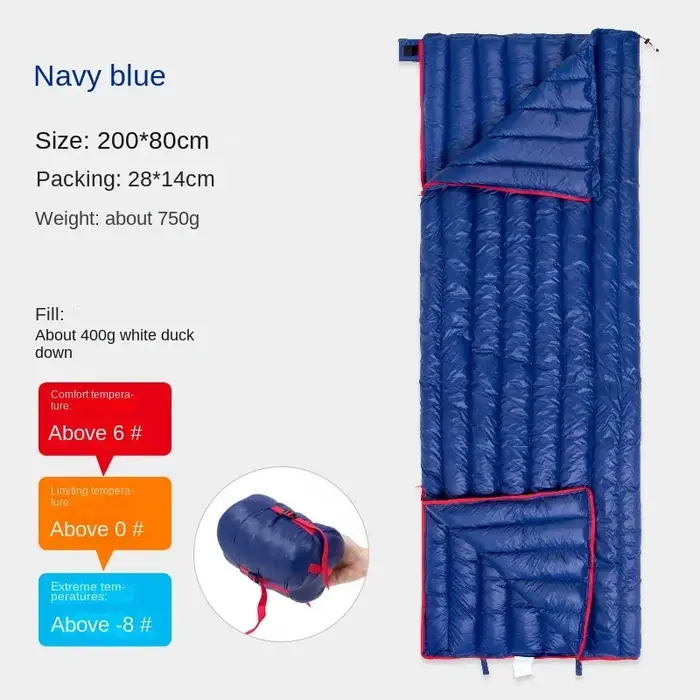 Sac de couchage ultraléger pour le camping, duvet d'oie/de canard, imperméable, sac de compression,