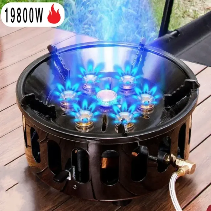 Réchaud de Camping à 7 cœurs, 19800W, haute puissance, feu fort, brûleur à gaz touristique Portable,