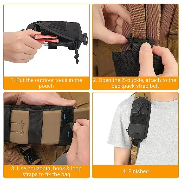 Sac à dos avec sangle, support pour téléphone, sport, course à pied, Camping, randonnée, chasse, accessoires, organisateur, pochette de taille pour outil EDC