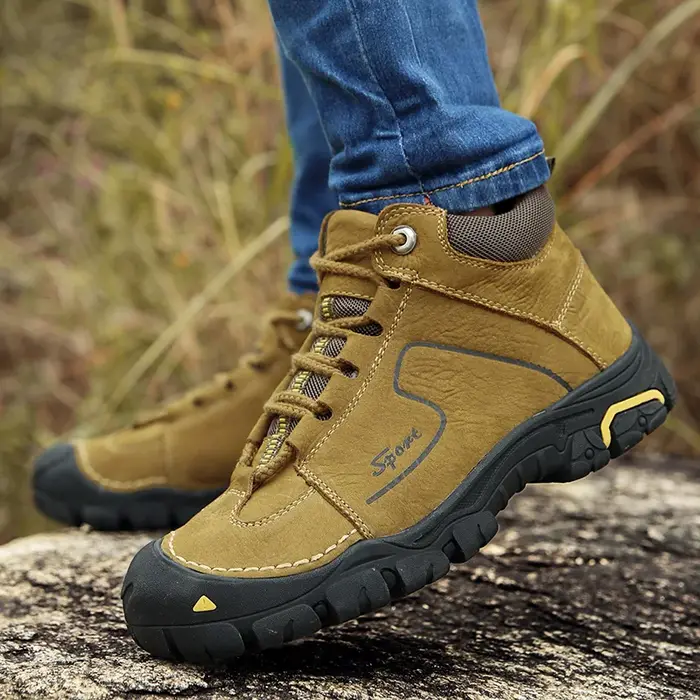 Chaussures de randonnée imperméables en cuir véritable pour hommes