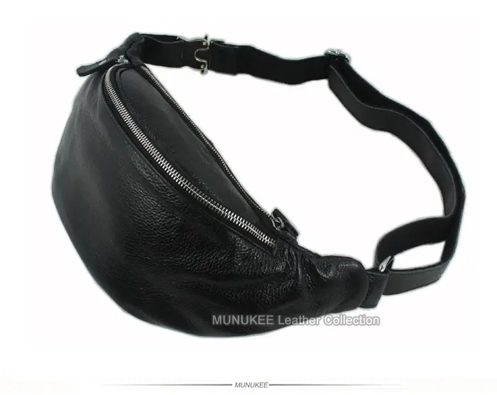 Sac banane en cuir véritable pour homme