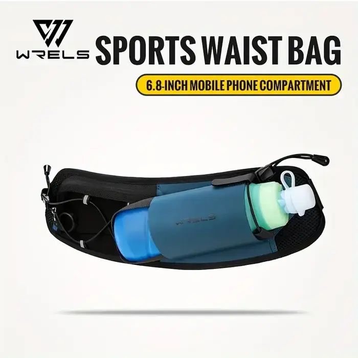 WRELS sac de course sac de taille hommes sac de ceinture Marathon Trail taille Pack pour téléphone bouteille d'eau sport Fanny Pack Fitness double poche