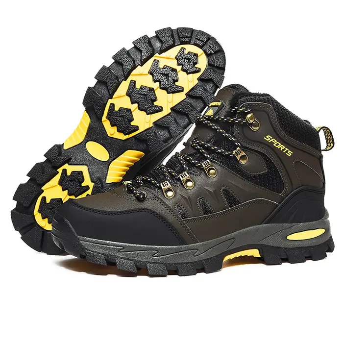 Bottes de randonnée d'extérieur grande taille pour hommes et femmes, antidérapantes, à lacets, pour l'escalade, hiver, noires, chaudes, en fourrure, taille 42, chaussures de trekking et de randonnée.