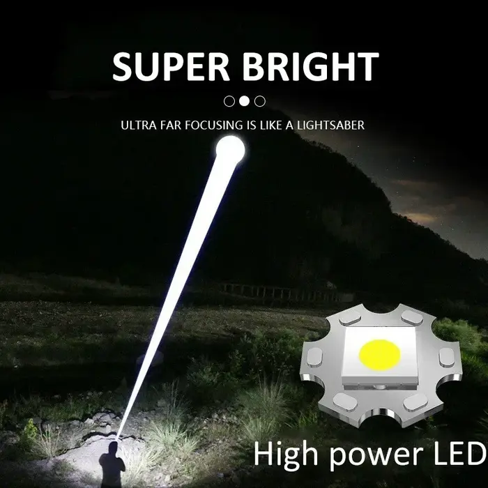 Lampe de poche LED portable aste par USB