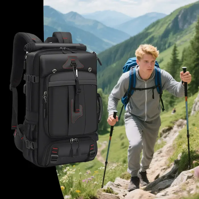 Sac à dos de voyage 60/80L grande capacité, sac de camping bandoulière pour homme, sac à dos tactique imperméable pour activités de plein air, plage, randonnée, école