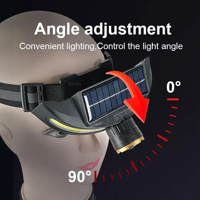 Lampe frontale solaire puissante LED