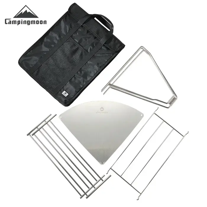 CAMPINGMOON SOLO-A3 Table de feu portable en acier inoxydable avec ponts réglables Barbecue de campi