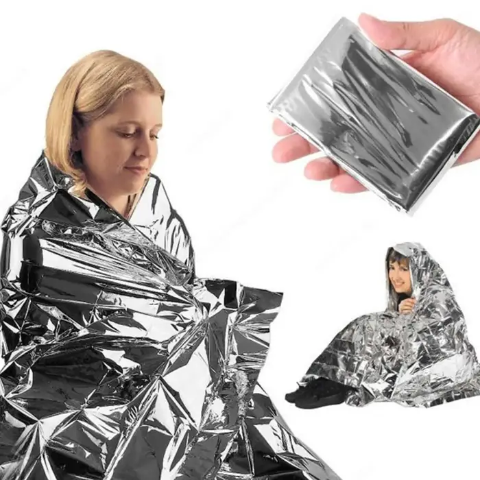 Couverture de survie d'urgence en or et argent pour l'extérieur
