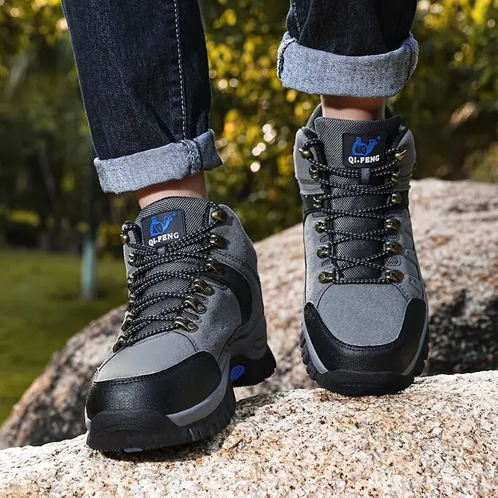 Chaussures de randonnée hommes PU Camping en plein air Anti-collision chaussure d'escalade à lacets escalade Trekking baskets