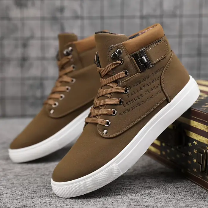 Baskets montantes pour hommes, bottes de sport, mode extérieur, confortables et décontractées, chaussures rétro de Style britannique pour hommes