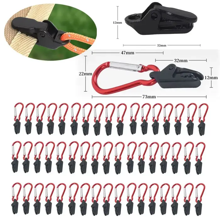 Clips robustes pour tentes de camping (10/20/50 pièces) : pinces crocodile anti-vent – crochets fixes pour bâches